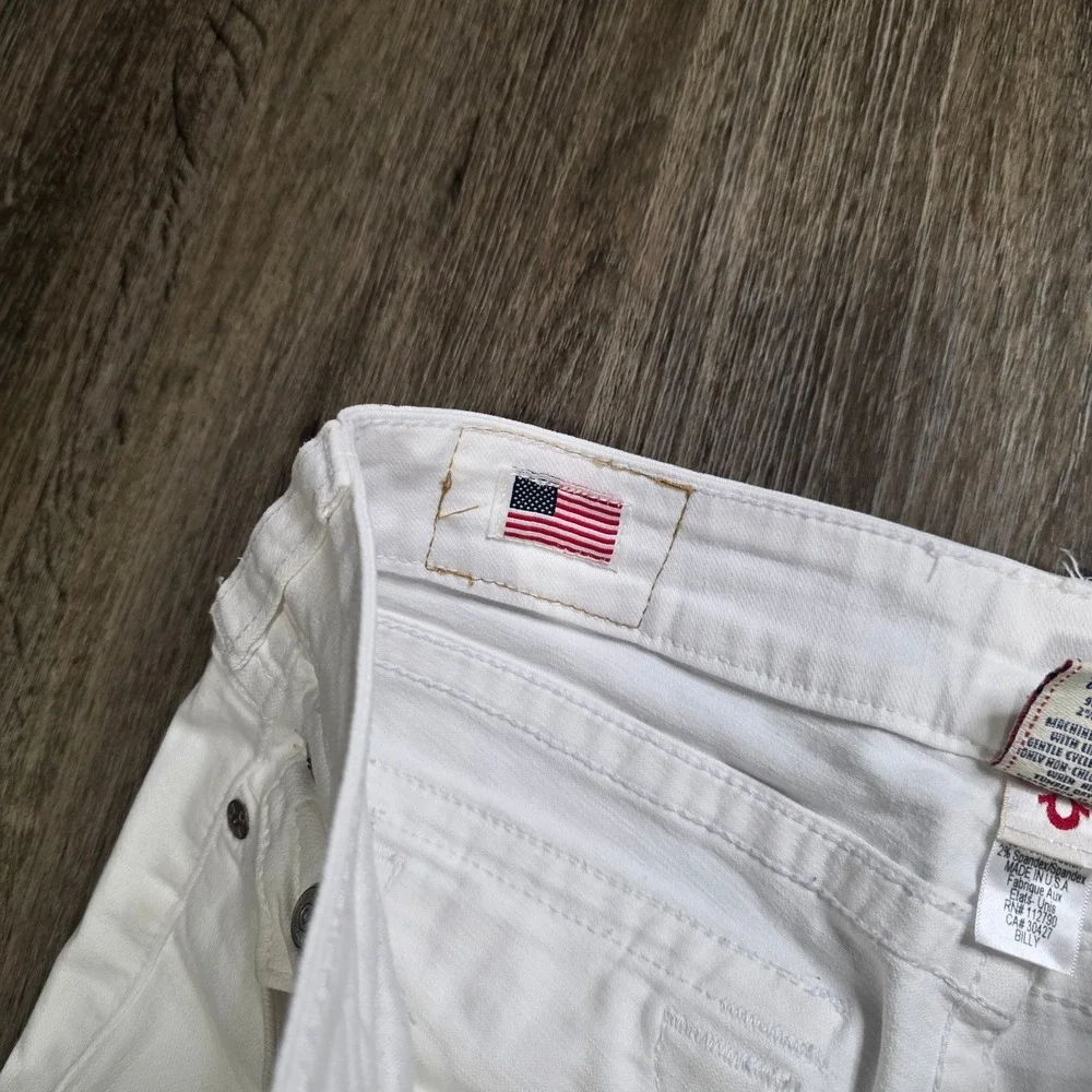 True Religion Womens 28 Billy Bootcut Jeans White Flap Pocket Low Rise STAINED - Picture 13 of 15